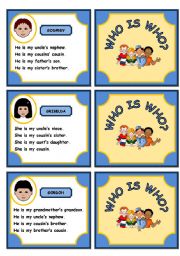 English Worksheet: WHO IS WHO? FAMILY GAME (PART 3)