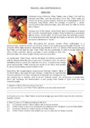 English Worksheet: READING AND COMPREHENSION-SPIPDER MAN