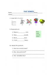 English Worksheet: Five Senses Test