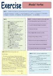English Worksheet:  MODAL VERBS Review worksheet