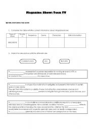 English worksheet: Video Segment : Teen TV Episode - Activities