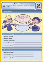 English Worksheet: PERSONAL INFORMATION 