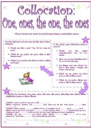 English Worksheet: One, ones, the one, the ones