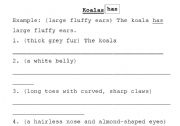English worksheet: Koalas - making sentences with 