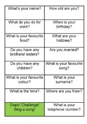 English Worksheet: Basic introduction phrases