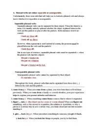 English Worksheet: phrasal verbs(separable-unseparable)