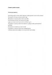 English Worksheet: present perfect