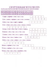 English Worksheet: CRYPTOGRAM WITH FRUITS