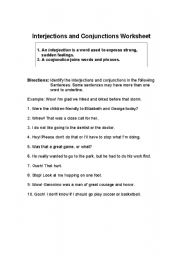 English worksheet: Conjunctions and interjections