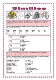 English Worksheet: Similes LIKE-AS, 2 pages+key