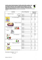 English Worksheet: Like -ing Questionnaire