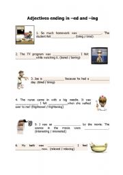English Worksheet: adjectives ending in ed and ing