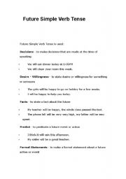 English Worksheet: Furture simple/Past com/Use to