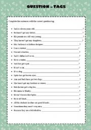 English Worksheet: Question - tags