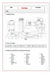 English Worksheet: Clothes (2 pages)