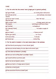 English Worksheet: Present Perfect exercises