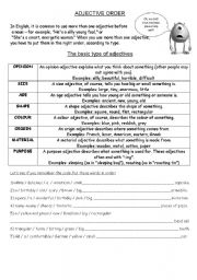 English Worksheet: ORDER OF ADJECTIVES