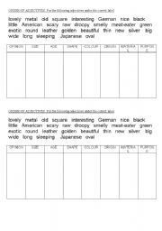 English Worksheet: ORDER OF ADJECTIVES