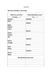 English worksheet: Nationalities