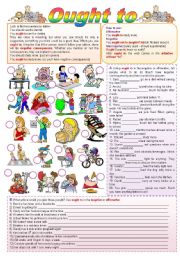 English Worksheet: Ought to (Grammar guide + exercises = fully editable)