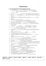 English Worksheet: phrasal verbs