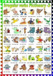 English Worksheet: FUNNY IRREGULAR VERBS PICTIONARY (2-2) B&W VERSION INCLUDED