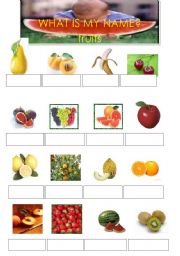 English worksheet: learning fruits
