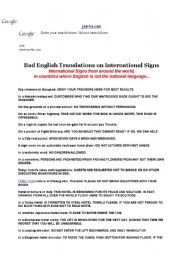English worksheet: Bad Signs 
