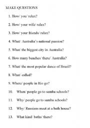 English worksheet: Make questions