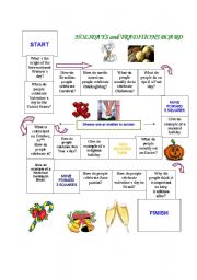 English Worksheet: Holiday board game