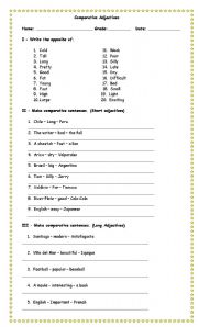 English Worksheet: comparative and superlative