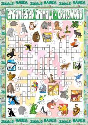 English Worksheet: Endangered Animals - Crossword