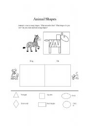 English Worksheet: Animal Shapes