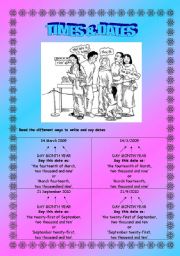 English Worksheet: Times & Dates Grammar & Sentence Structure - Elementary - (( 4 Pages )) - Editable 