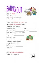 English worksheet: Conversation Eating out