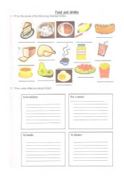English Worksheet: food and fruit