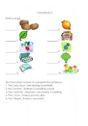 English worksheet: Plurals - is or are