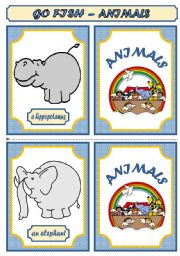 English Worksheet: GO FISH  GAME - ANIMALS (PART 1)