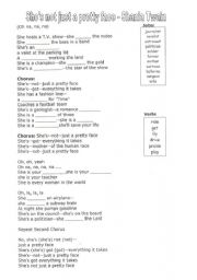 English Worksheet: Song: Shes not just a pretty face - simple present + occupations