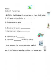 English worksheet: seasons