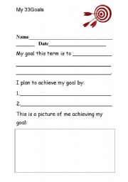 English worksheet: Goal setting worksheet