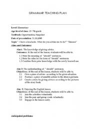 English worksheet: SHOULD-GRAMMAR TEACHING