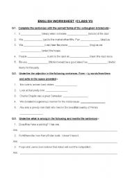 English worksheet: verb