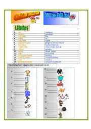 English Worksheet: American and British English