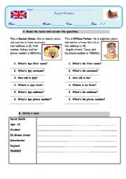 Personal information Worksheet