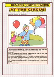 English Worksheet: READING COMPREHENSION - 