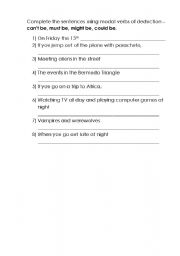 English Worksheet: Modals of deduction worksheet