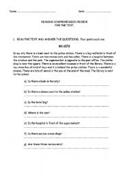 English worksheet: Reading comprehension review.