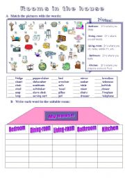 English Worksheet: Rooms in the house