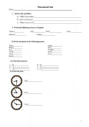 English worksheet: Placement Test